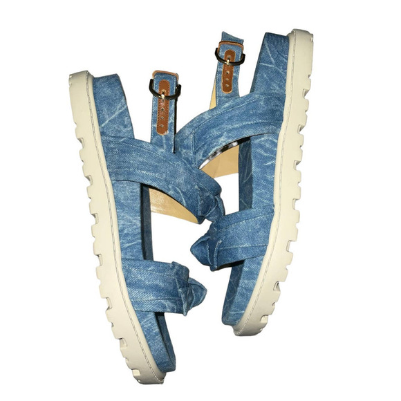 Alexandre Birman Clarita Sport Tractor Denim Blue US Size 10.5 Made in Brazil. - Picture 10 of 12